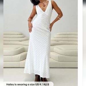 Princess Polly Nellie Midi Eyelet Lace White Dress Size 4 Like New